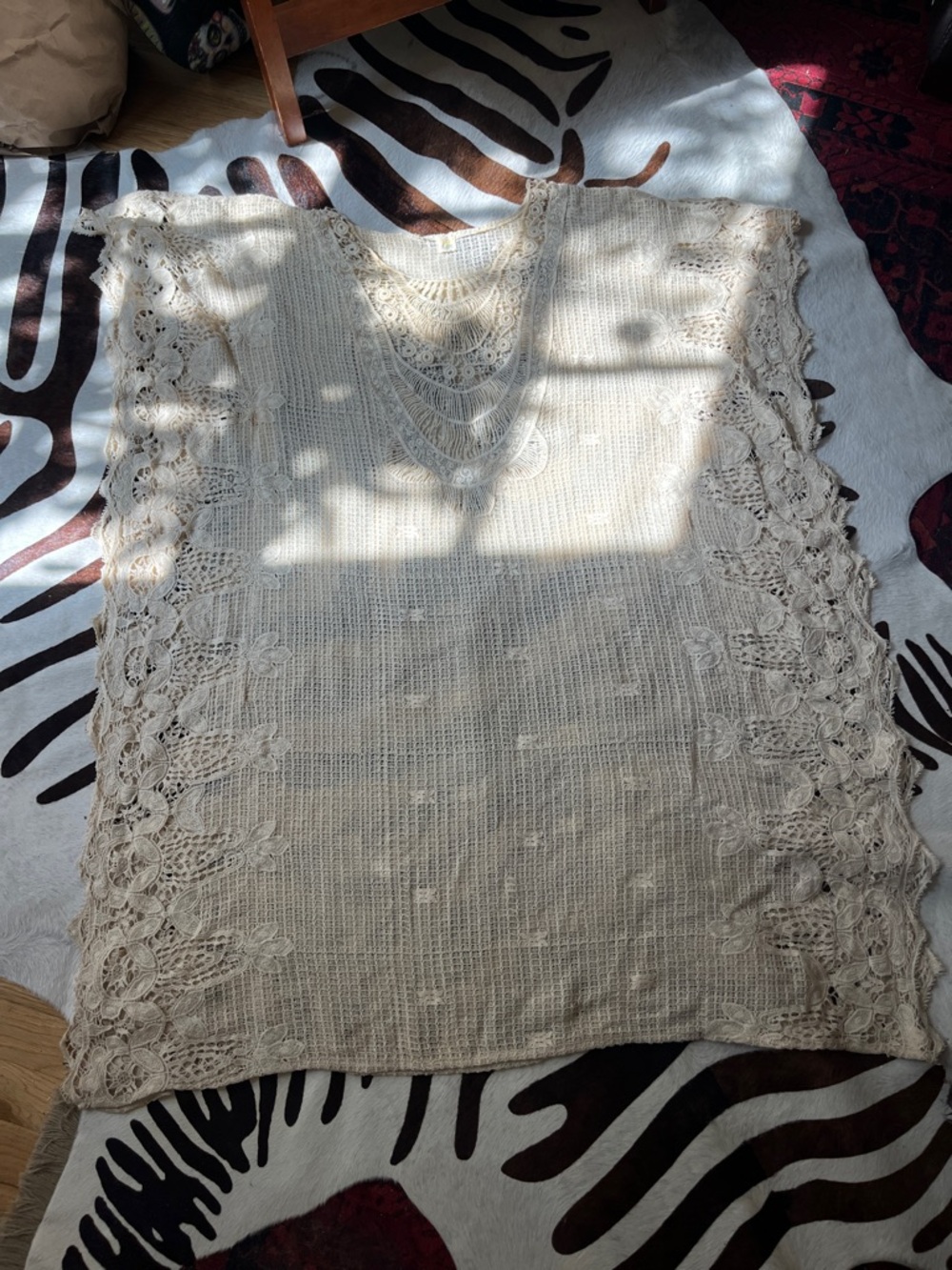 Surf Gypsy Cream Openwork Crochet Top